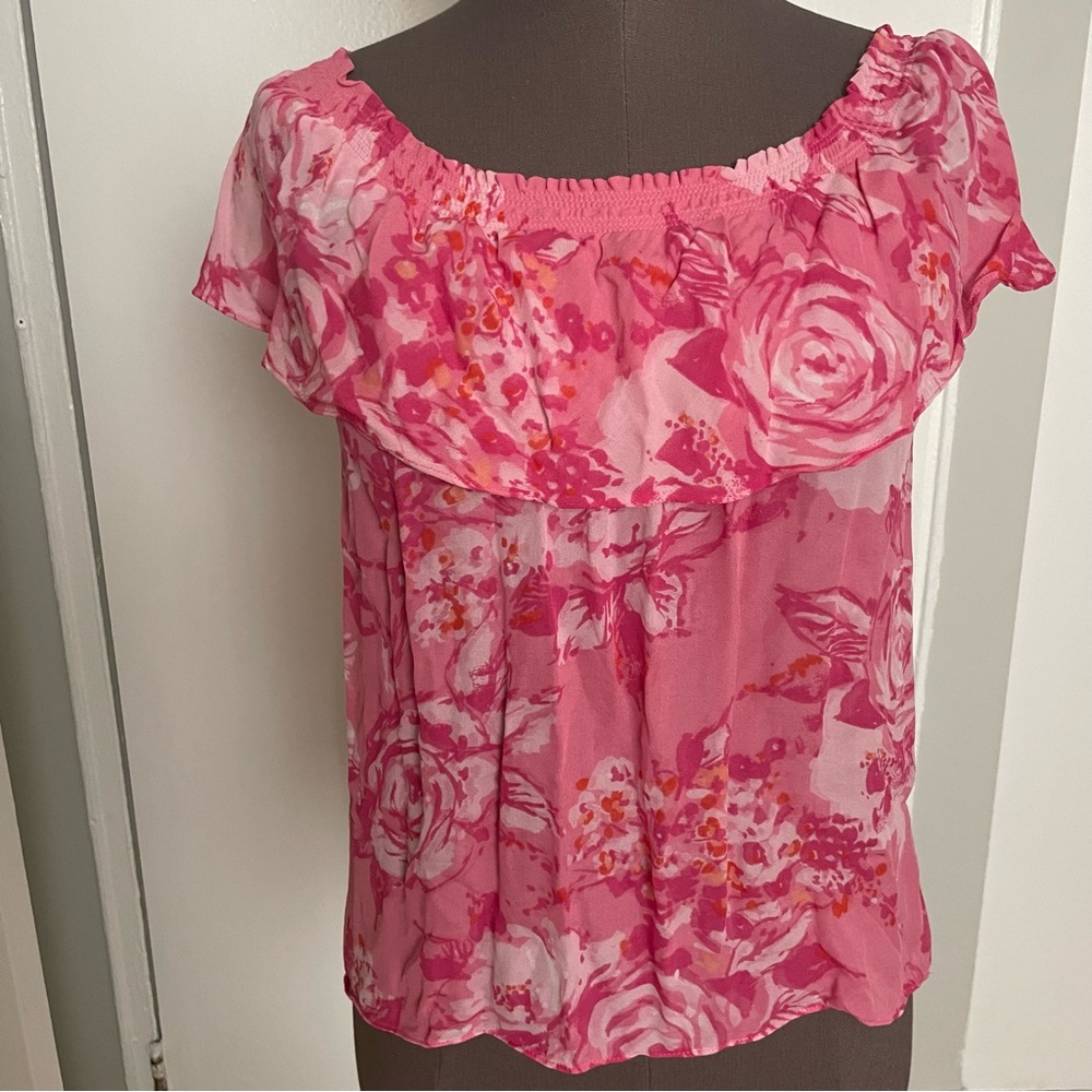Michael kors rose pattern cold shoulder top